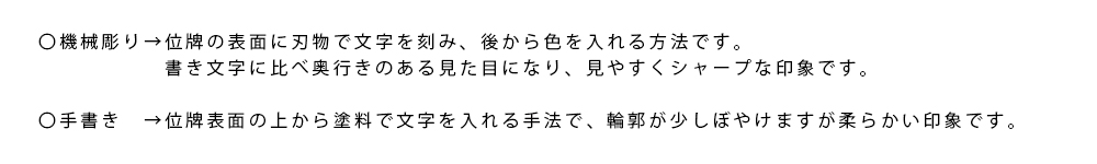 お位牌の文字入れ説明